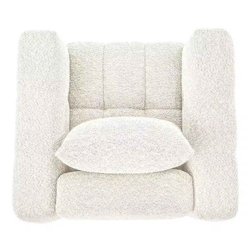 Poltrona girevole in tessuto beige/blu/marrone, struttura in legno, seduta singola
