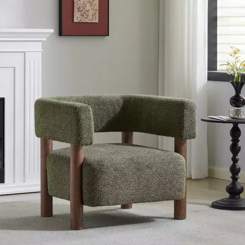 Poltrona d'accento in Bouclé, Schienale curvo aperto, Seduta singola – Disponibile in vari colori