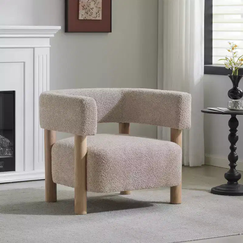 Poltrona d'accento in Bouclé, Schienale curvo aperto, Seduta singola – Disponibile in vari colori