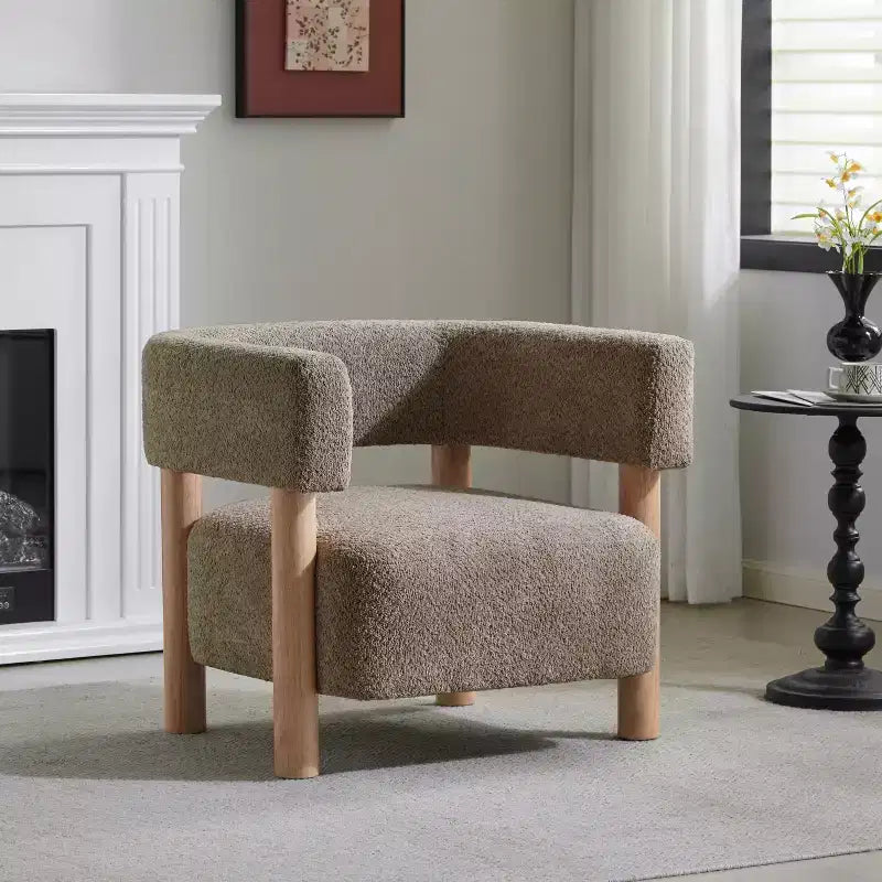 Poltrona d'accento in Bouclé, Schienale curvo aperto, Seduta singola – Disponibile in vari colori