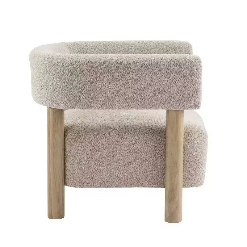 Poltrona d'accento in Bouclé, Schienale curvo aperto, Seduta singola – Disponibile in vari colori