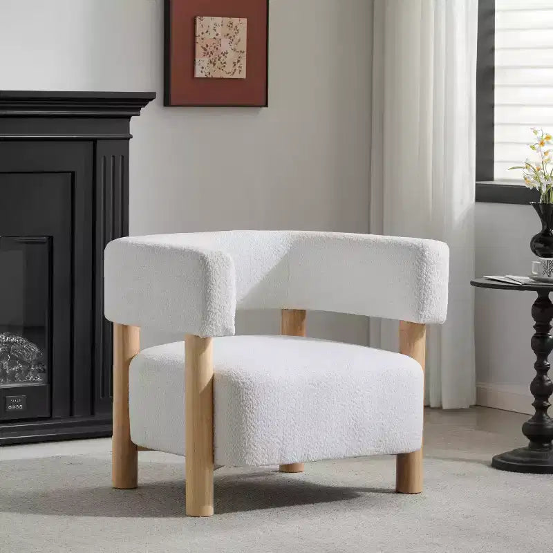 Poltrona d'accento in Bouclé, Schienale curvo aperto, Seduta singola – Disponibile in vari colori