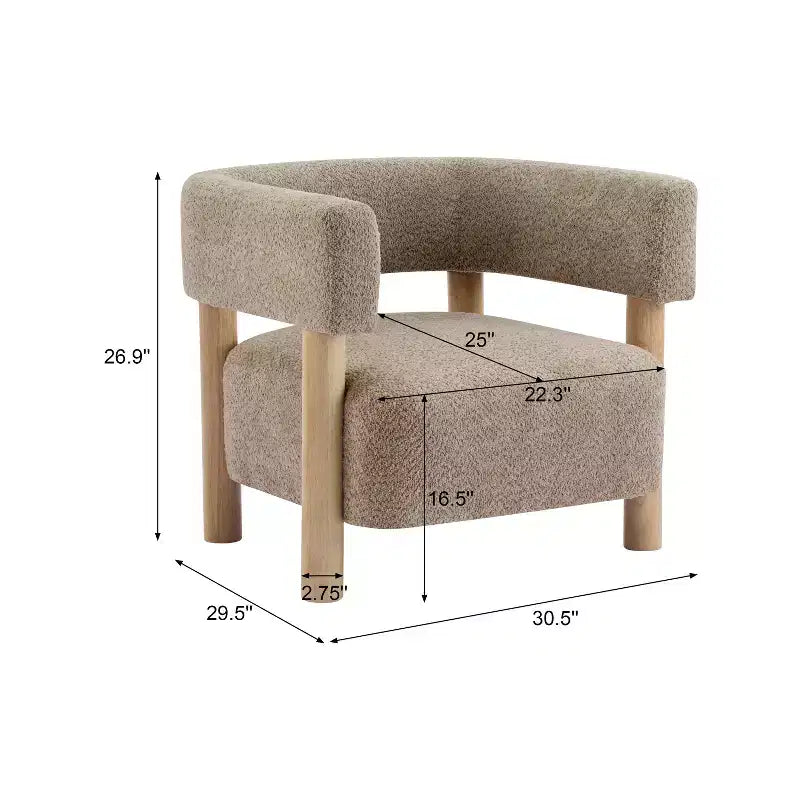 Poltrona d'accento in Bouclé, Schienale curvo aperto, Seduta singola – Disponibile in vari colori