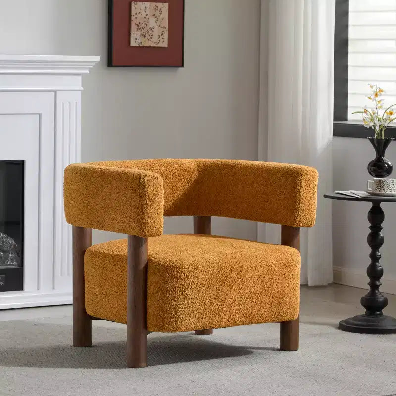 Poltrona d'accento in Bouclé, Schienale curvo aperto, Seduta singola – Disponibile in vari colori