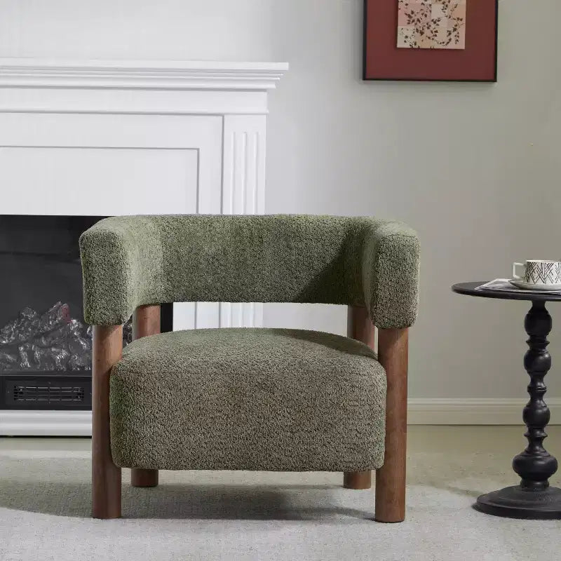 Poltrona d'accento in Bouclé, Schienale curvo aperto, Seduta singola – Disponibile in vari colori