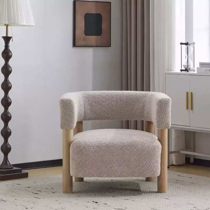 Poltrona d'accento in Bouclé, Schienale curvo aperto, Seduta singola – Disponibile in vari colori