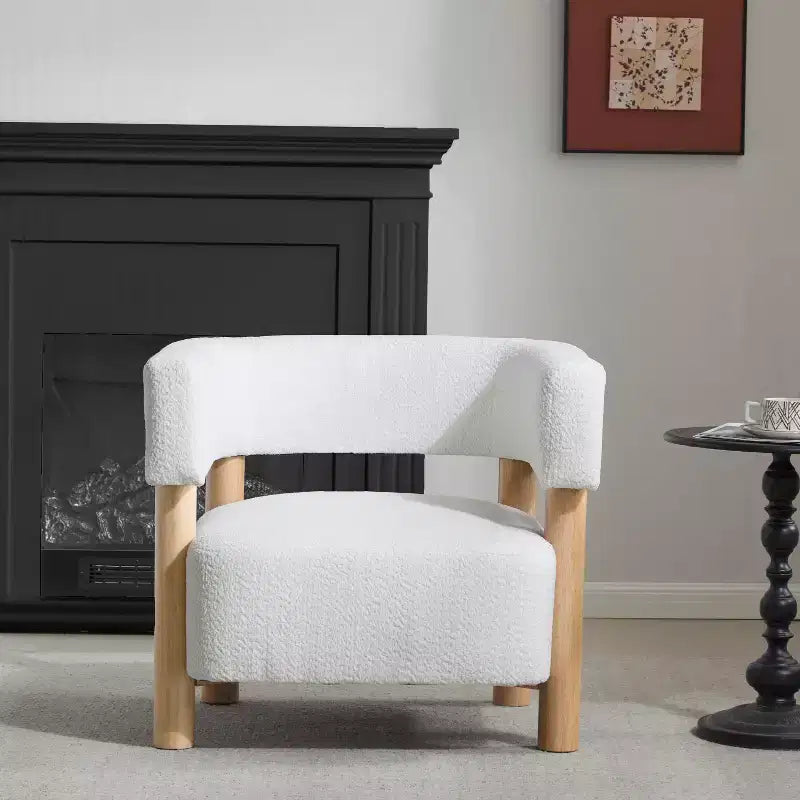 Poltrona d'accento in Bouclé, Schienale curvo aperto, Seduta singola – Disponibile in vari colori