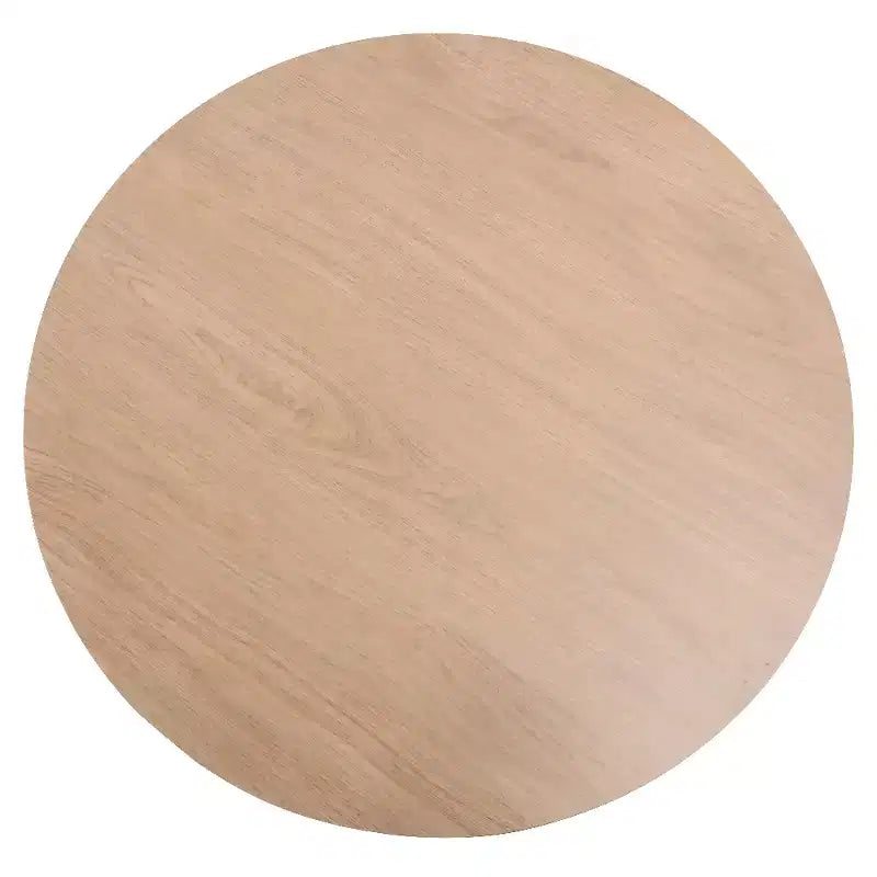 Tavolo da pranzo rotondo da 27", piano in pietra sinterizzata e base a piedistallo in acciaio, 3 posti – Nero / Legno naturale / Bianco