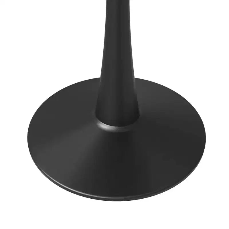 Tavolo da pranzo rotondo da 27", piano in pietra sinterizzata e base a piedistallo in acciaio, 3 posti – Nero / Legno naturale / Bianco