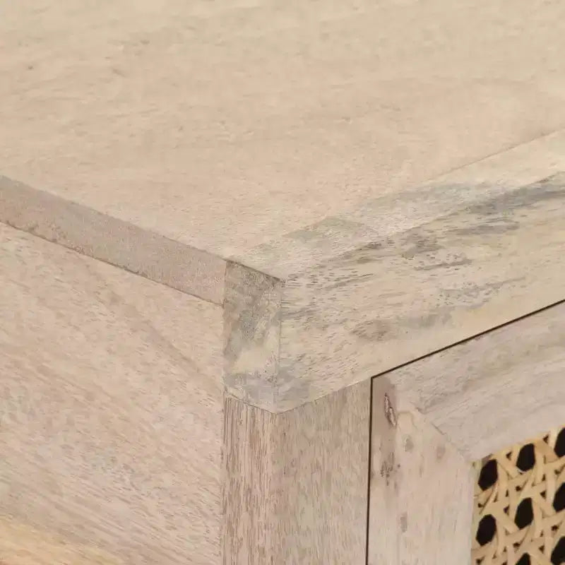 Consolle in beige naturale e nero con 2 cassetti, uso singolo