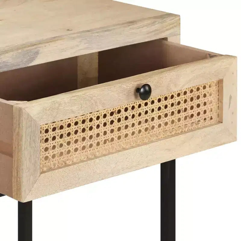 Consolle in beige naturale e nero con 2 cassetti, uso singolo