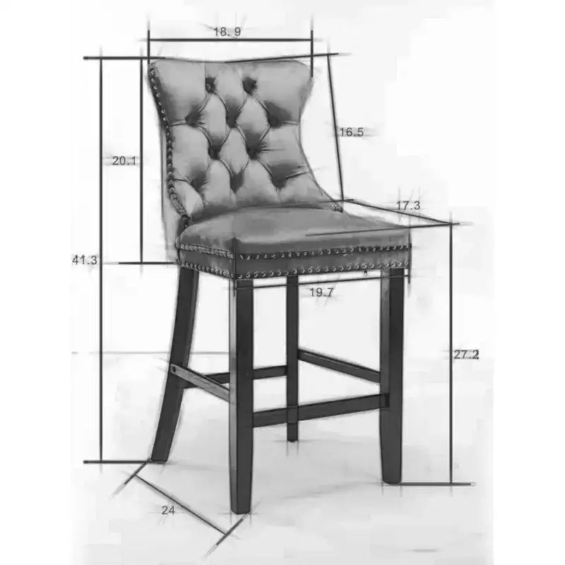 Sgabelli da Bar Trapuntati in Velluto con Gambe in Legno – Disponibili in Nero, Blu, Oro, Grigio e Arancione