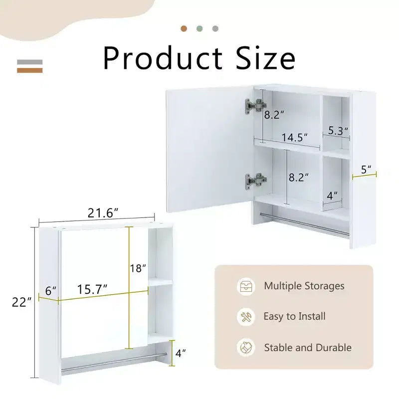 Pensile bagno a muro bianco, 1 anta 4 ripiani, singolo