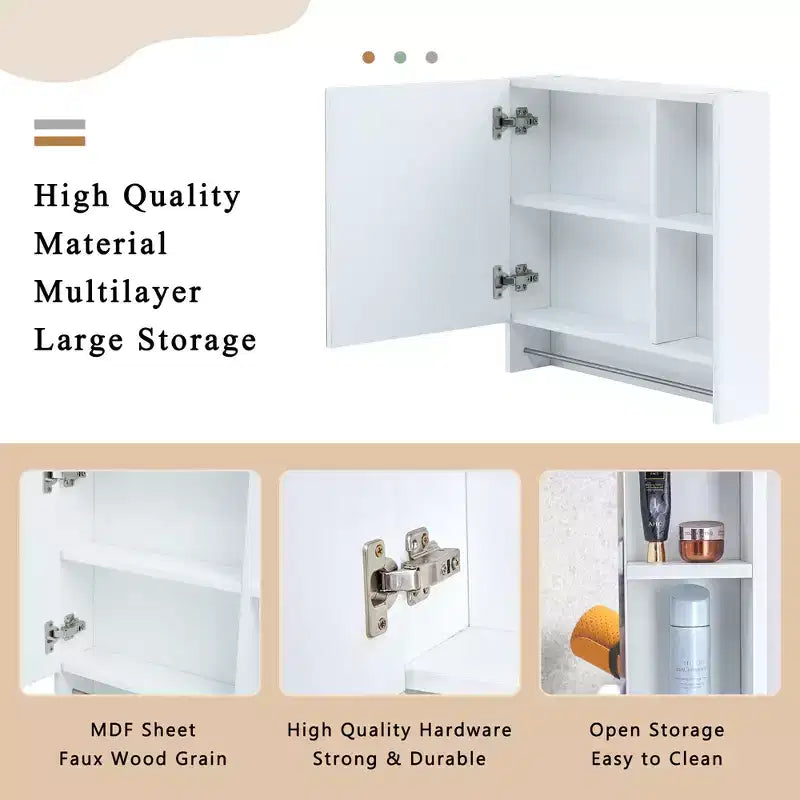 Pensile bagno a muro bianco, 1 anta 4 ripiani, singolo