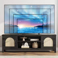 Mobile TV con ante in rattan naturale da 150 cm, mobile TV con 2 cassetti per TV fino a 65"