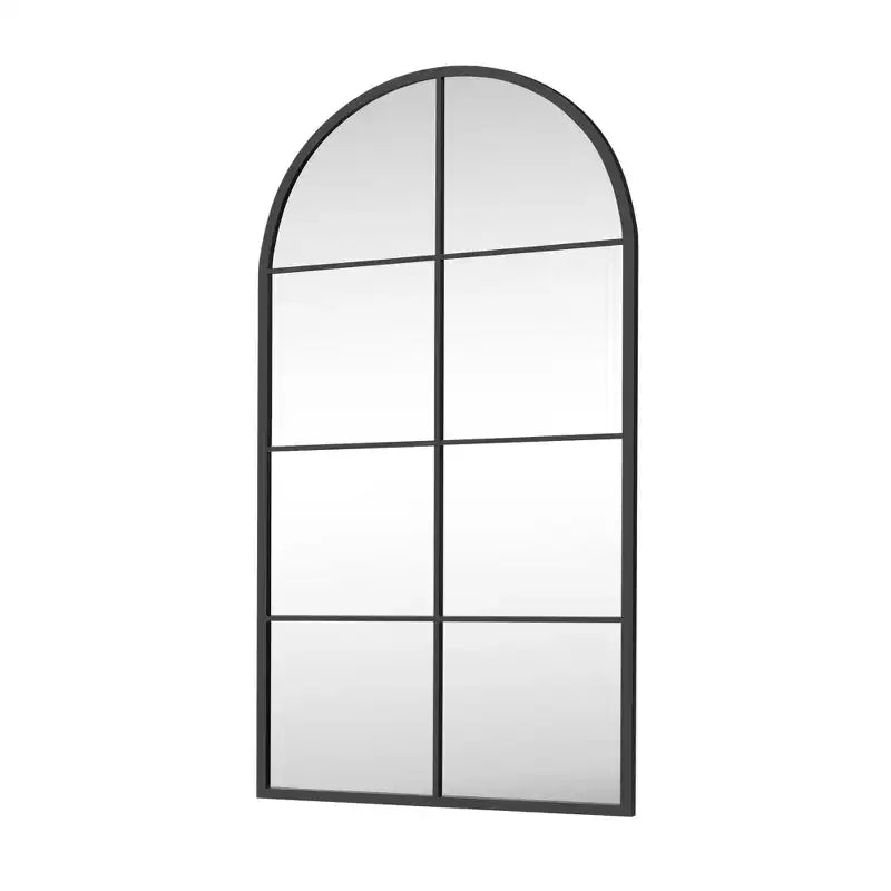 Specchio da parete in ferro ad arco nero, 140 cm A × 69 cm L, singolo