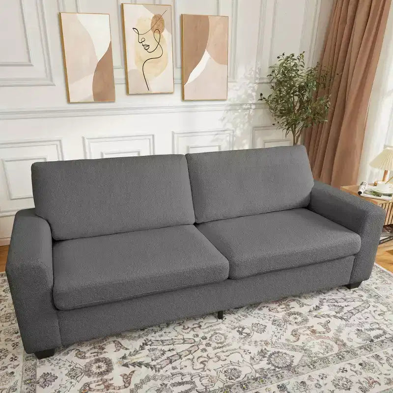 Divano a 3 posti imbottito beige/grigio/verde con braccioli ampi, per 2–4 persone