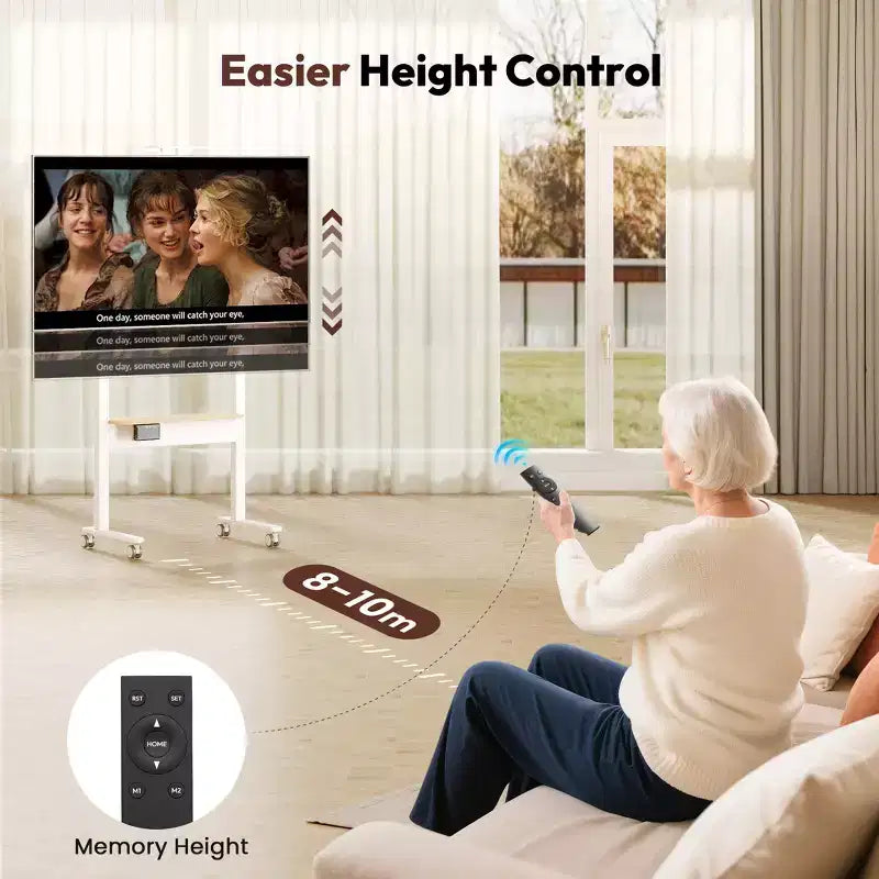 Carrello TV nero, regolabile in altezza elettricamente, per 1 TV (37"–86")