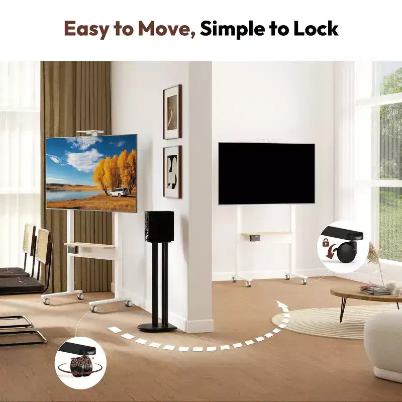Carrello TV nero, regolabile in altezza elettricamente, per 1 TV (37"–86")