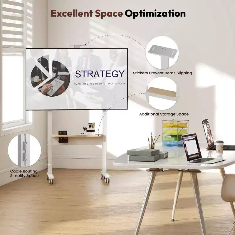Carrello TV nero, regolabile in altezza elettricamente, per 1 TV (37"–86")