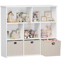 Libreria e contenitore giocattoli per bambini beige/grigio, scaffale a 3 livelli con scomparti e cassetti, utilizzo individuale