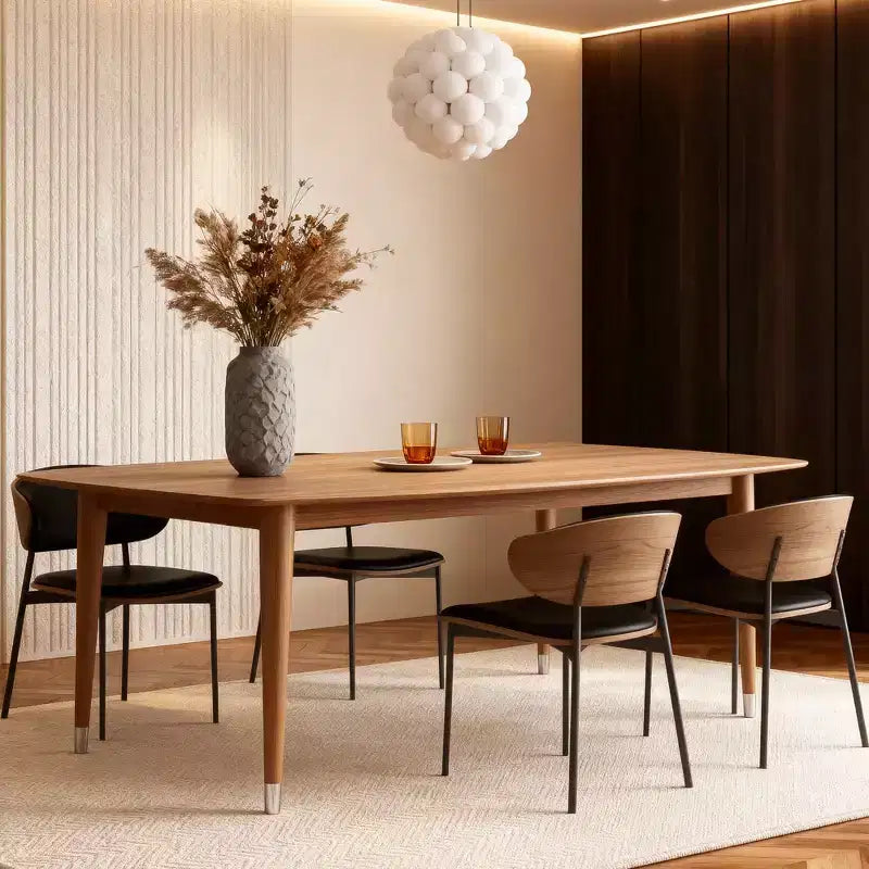 Tavolo da Pranzo Rettangolare Marrone, Stile Mid-Century Modern, Posti a Sedere 4-6