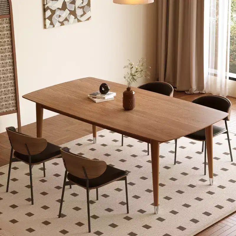 Tavolo da Pranzo Rettangolare Marrone, Stile Mid-Century Modern, Posti a Sedere 4-6
