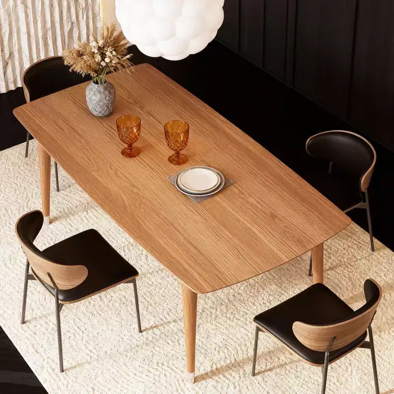 Tavolo da Pranzo Rettangolare Marrone, Stile Mid-Century Modern, Posti a Sedere 4-6