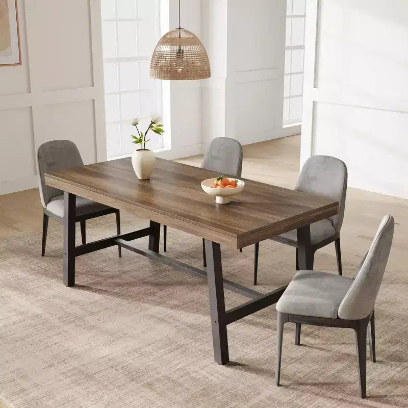 Tavolo da pranzo rettangolare da 160 cm per 6 persone – Gambe in metallo, stile industriale