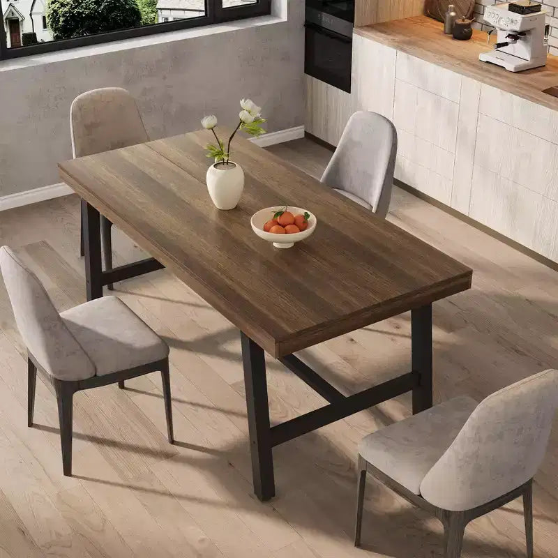 Tavolo da pranzo rettangolare da 160 cm per 6 persone – Gambe in metallo, stile industriale