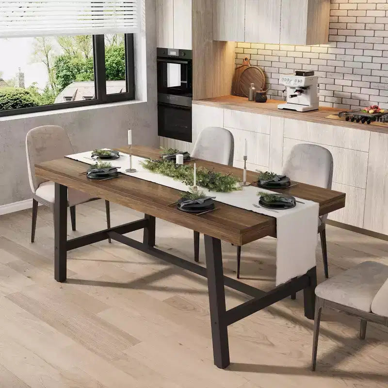 Tavolo da pranzo rettangolare da 160 cm per 6 persone – Gambe in metallo, stile industriale