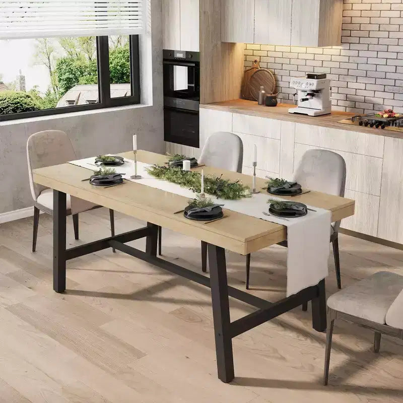 Tavolo da pranzo rettangolare da 160 cm per 6 persone – Gambe in metallo, stile industriale