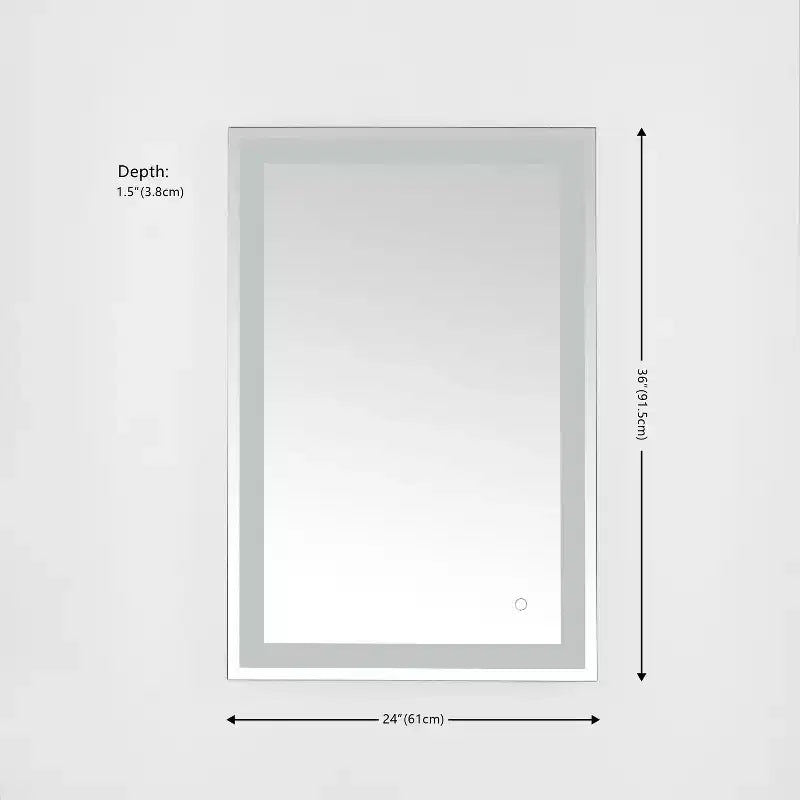 Specchio cosmetico a LED rettangolare argento/bianco, 24"L x 36"A, 1 persona