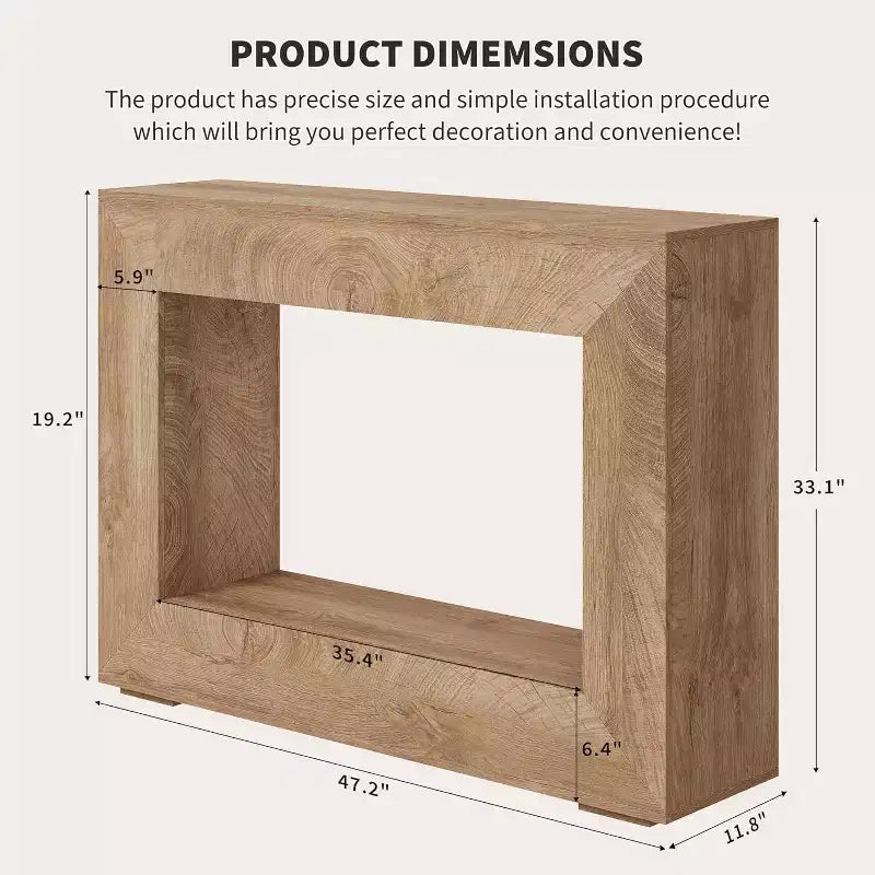 Consolle da divano e ingresso da 1 pezzo, stretta 47", in legno bruciato/marrone naturale stile Farmhouse