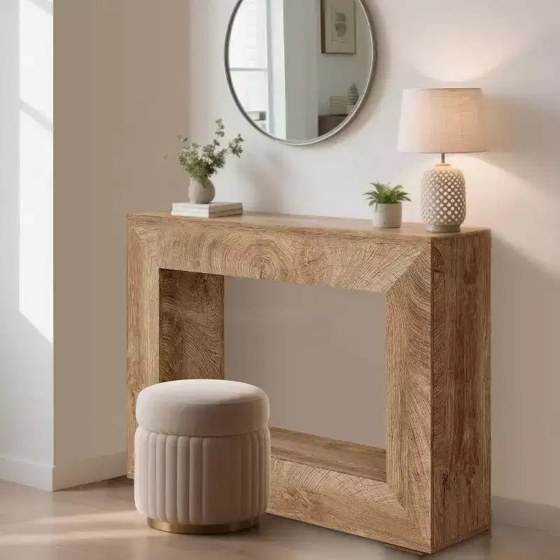 Consolle da divano e ingresso da 1 pezzo, stretta 47", in legno bruciato/marrone naturale stile Farmhouse