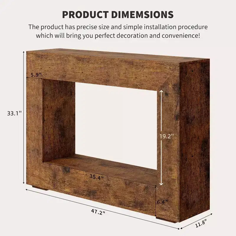 Consolle da divano e ingresso da 1 pezzo, stretta 47", in legno bruciato/marrone naturale stile Farmhouse