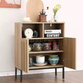 Credenza a due ante Oak Wave Stripe, mobile contenitore effetto legno