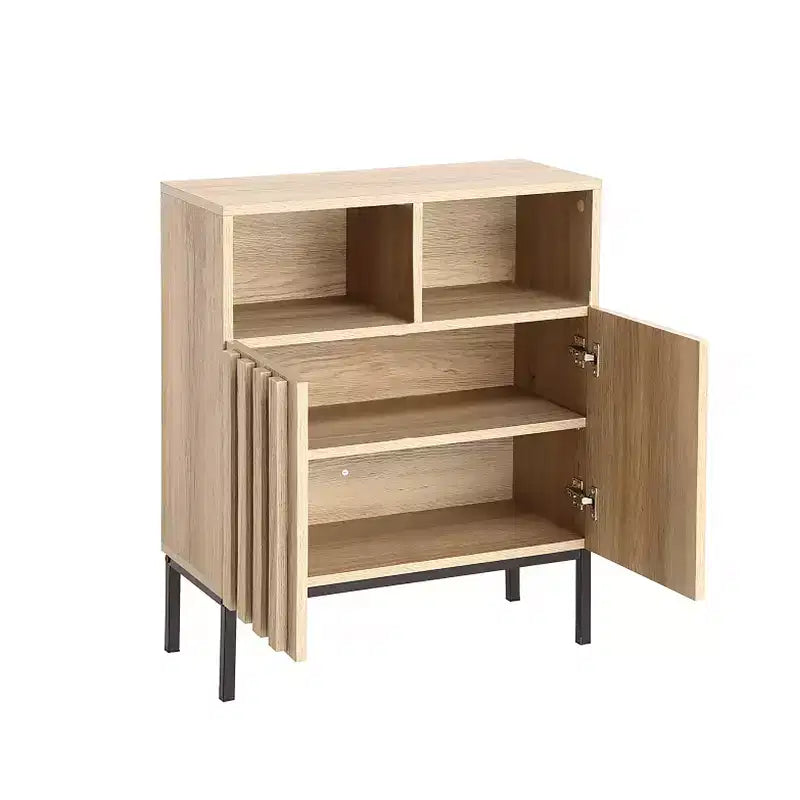 Credenza a due ante Oak Wave Stripe, mobile contenitore effetto legno