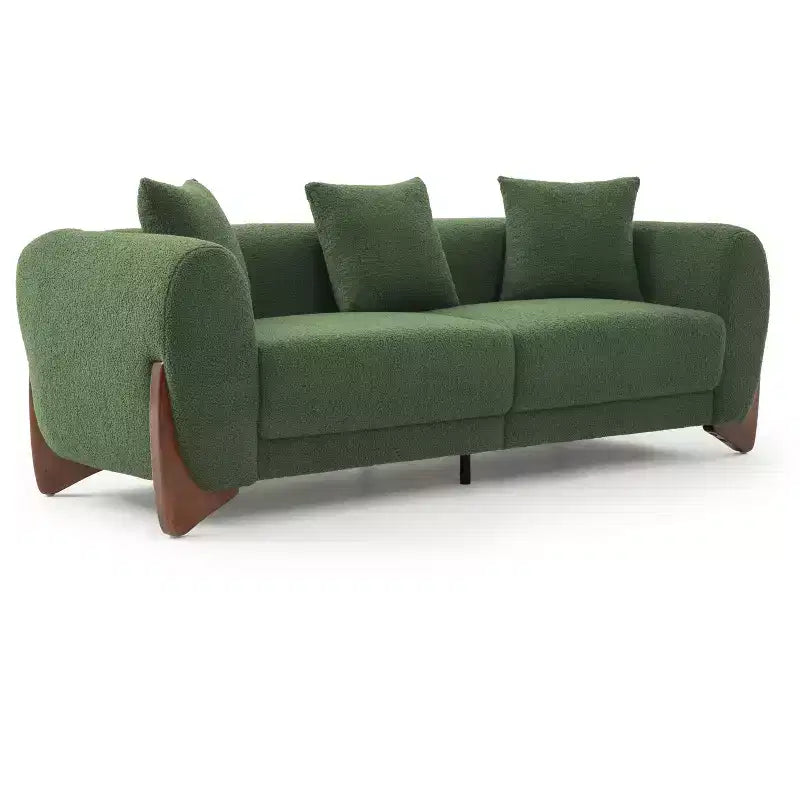 Divano a 3 posti in velluto Mid-Century Modern nero / verde / bianco