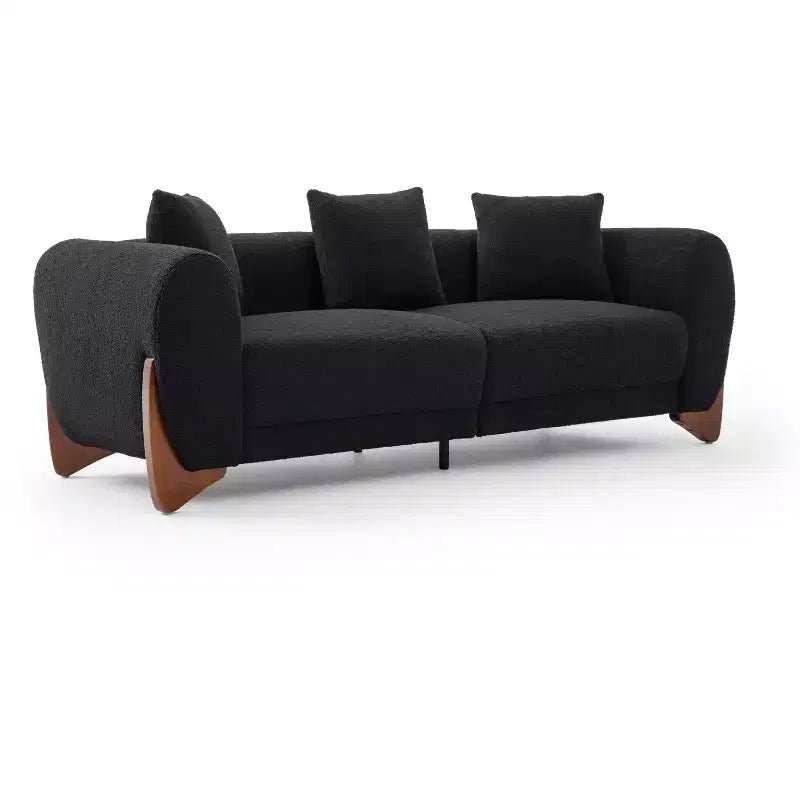 Divano a 3 posti in velluto Mid-Century Modern nero / verde / bianco