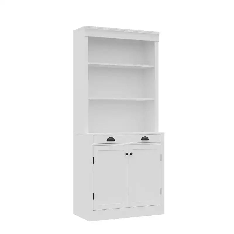 Libreria autoportante a 5 ripiani con scaffali aperti e anta, alta 178 cm