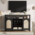 Mobile bar in rattan nero e legno con contenitore