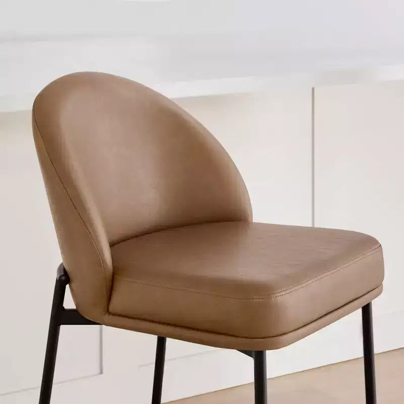 Sgabello da bancone con schienale ad arco e gambe in metallo, imbottito, 1 posto – Nero/Marrone/Crema/Verde