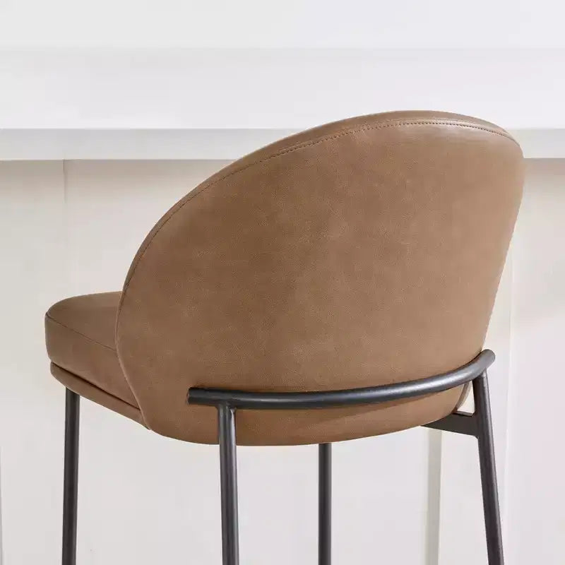 Sgabello da bancone con schienale ad arco e gambe in metallo, imbottito, 1 posto – Nero/Marrone/Crema/Verde