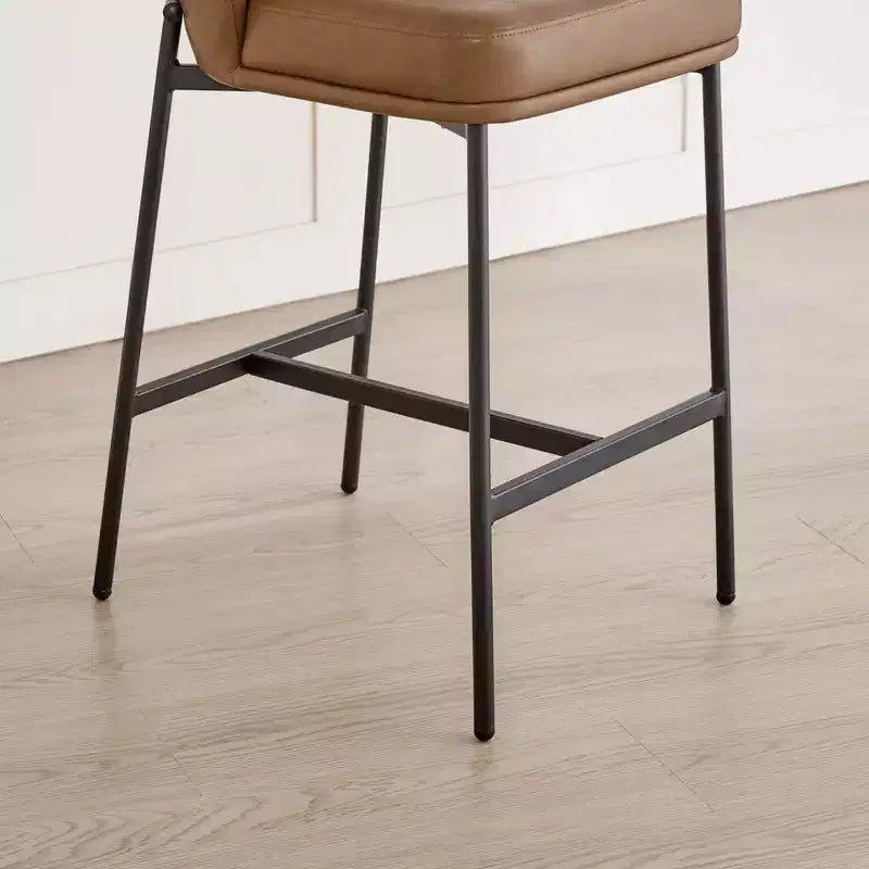 Sgabello da bancone con schienale ad arco e gambe in metallo, imbottito, 1 posto – Nero/Marrone/Crema/Verde