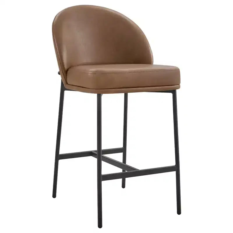 Sgabello da bancone con schienale ad arco e gambe in metallo, imbottito, 1 posto – Nero/Marrone/Crema/Verde