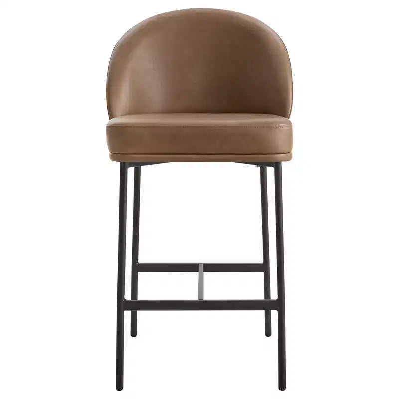 Sgabello da bancone con schienale ad arco e gambe in metallo, imbottito, 1 posto – Nero/Marrone/Crema/Verde