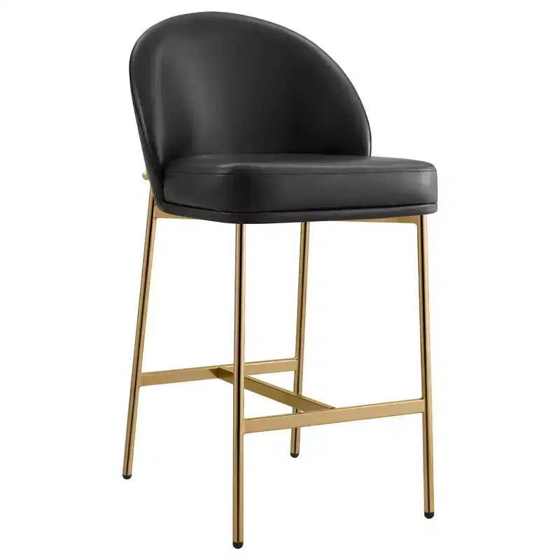 Sgabello da bancone con schienale ad arco e gambe in metallo, imbottito, 1 posto – Nero/Marrone/Crema/Verde
