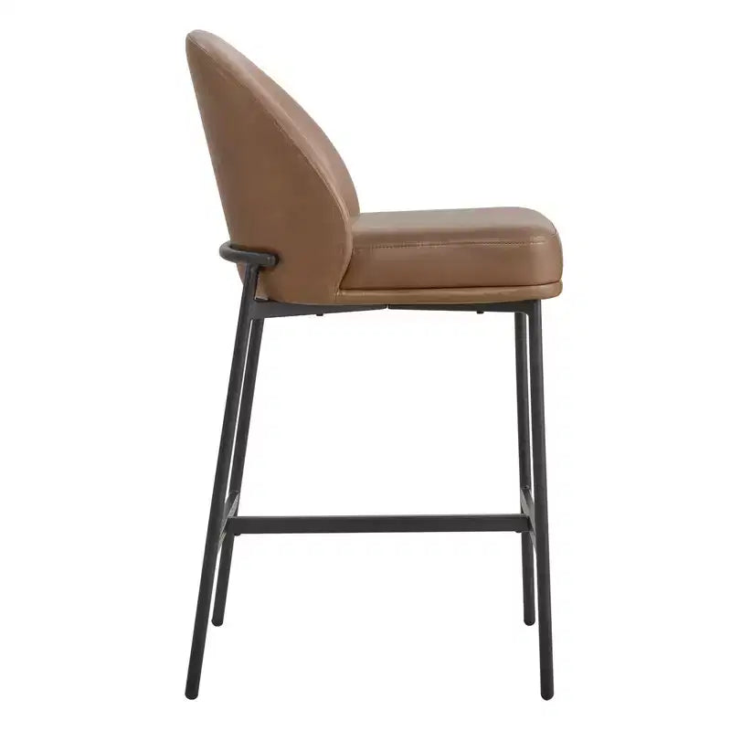 Sgabello da bancone con schienale ad arco e gambe in metallo, imbottito, 1 posto – Nero/Marrone/Crema/Verde