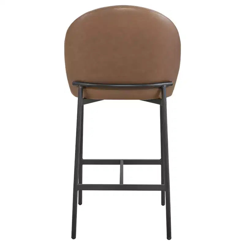 Sgabello da bancone con schienale ad arco e gambe in metallo, imbottito, 1 posto – Nero/Marrone/Crema/Verde